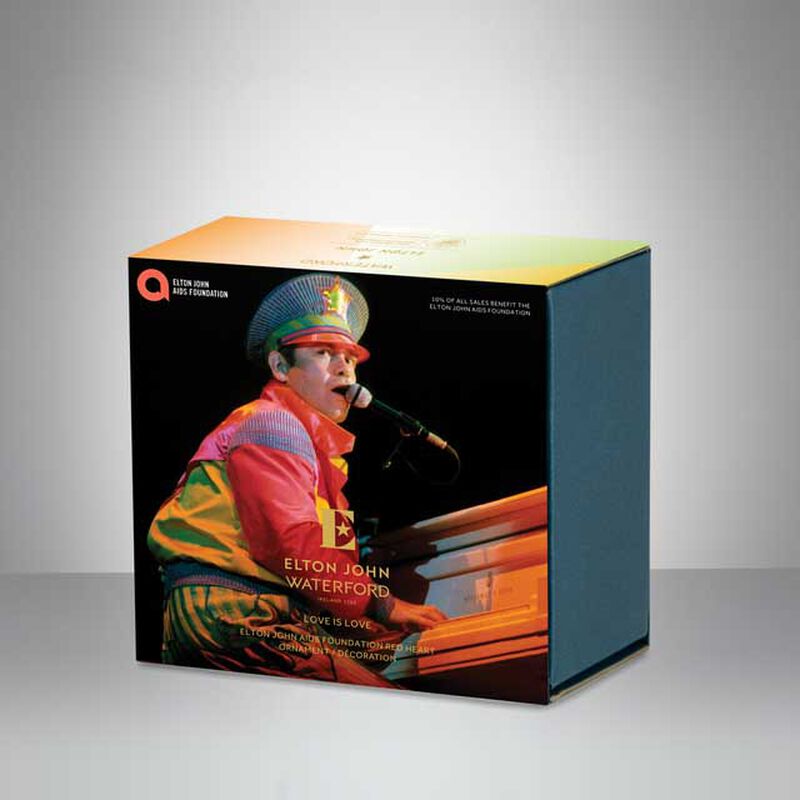 Waterford Elton John Aids Foundation Red Heart Ornament image number 1