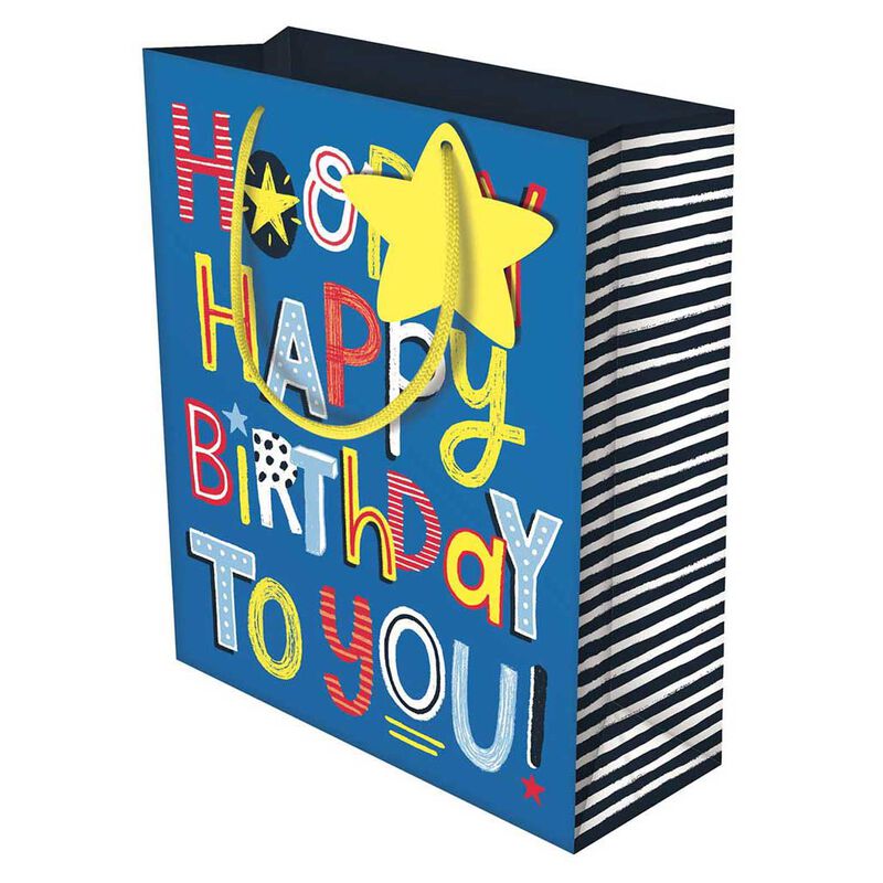Image Gallery Hooray Happy Birthday Blue Small Gift Bag image number 0