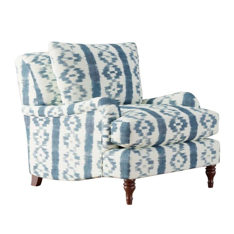 Pottery Barn Carlisle Print Armchair Blue Ballantynes Department Store