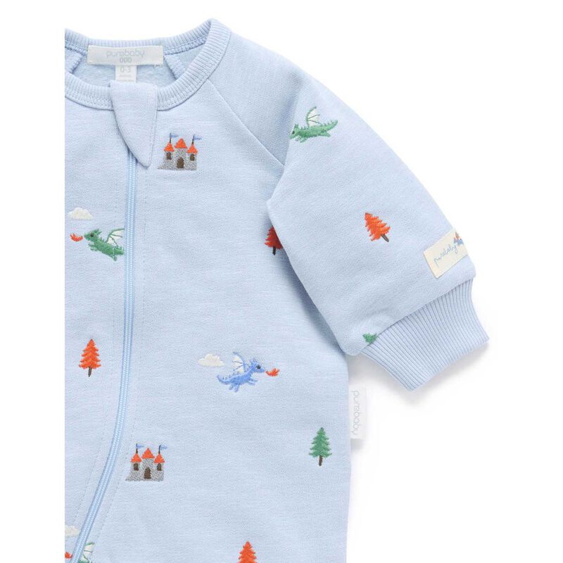 Purebaby Embroidered Fleece Growsuit image number 6