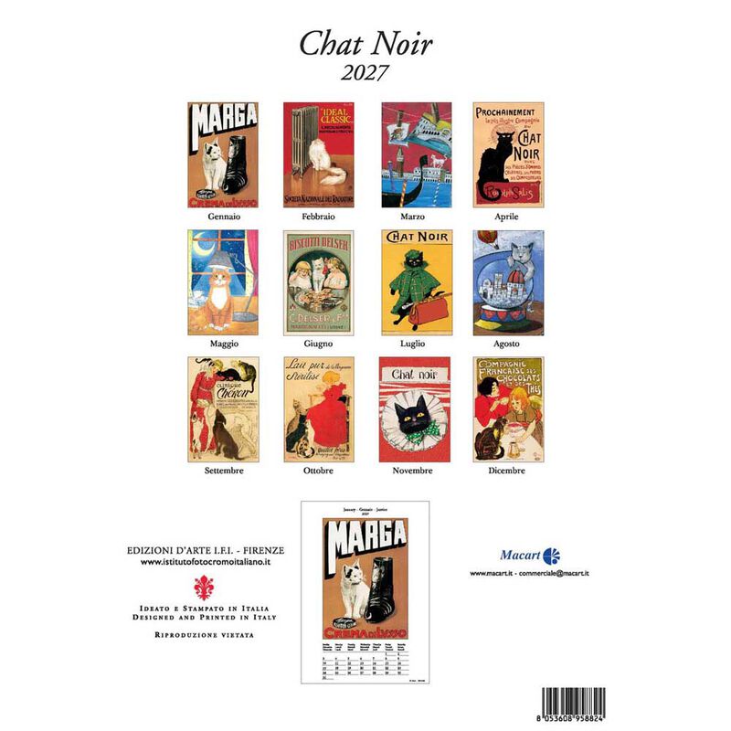 Istituto Fotocromo Chat Noir Italiano Medium Art Calendar 2027 image number 2