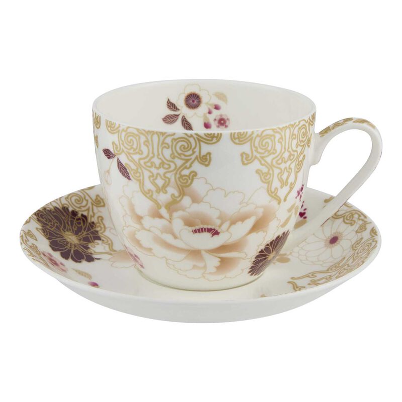Maxwell & Williams Kimono Breakfast Cup & Saucer 480ml White Gift Boxed image number 0