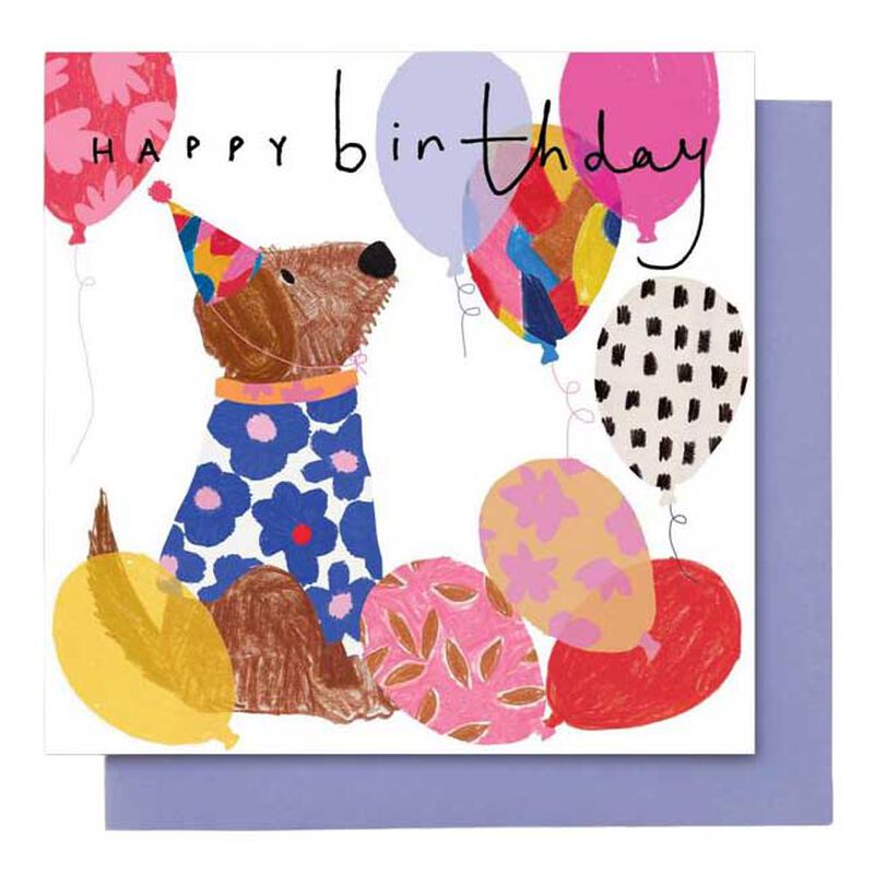 Dog With Balloons Birthday Card image number 0