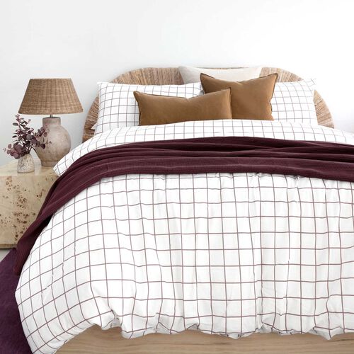 Bambury Grid Boysenberry Flannelette Quilt Cover Set
