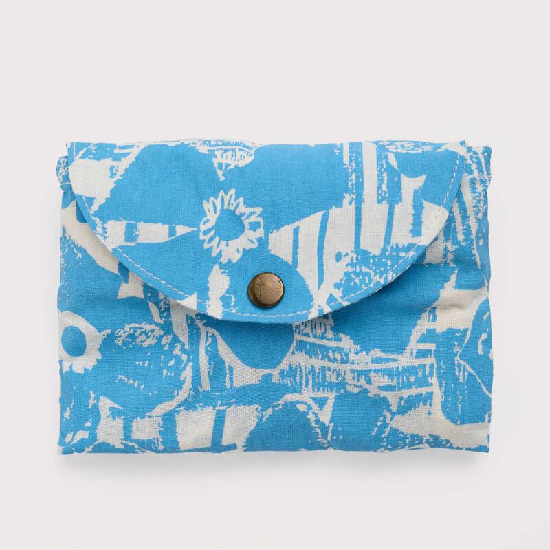 Seasalt Cornwall Foldaway Canvas Shopper Patchwork Bloom Lagoon image number 1