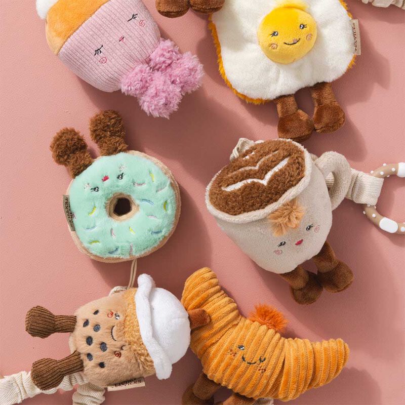 Living Textiles Plush Stroller Toy 2Pk - Coffee & Croissant image number 3
