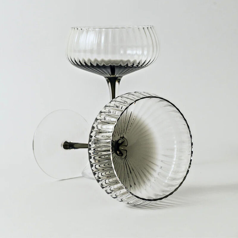 Home Lab Ribbed Champagne Coupe Charcoal Set Of 4 image number 1