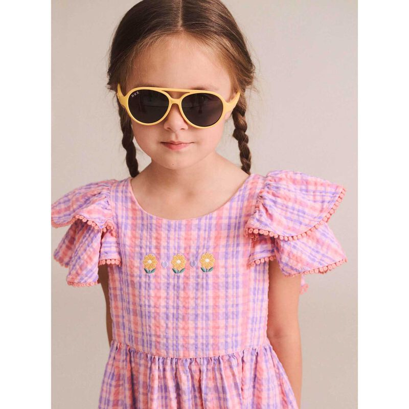 Huxbaby Floral Emb Tropical Check Dress 3-5Y image number 2