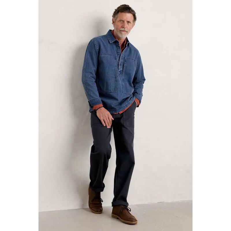 Seasalt Cornwall Men's Hawser Shirt Dark Mid Indigo Wash image number 3