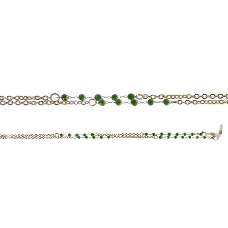 On The Nose Shiny Gold Chain with Small Green Beads image number 0