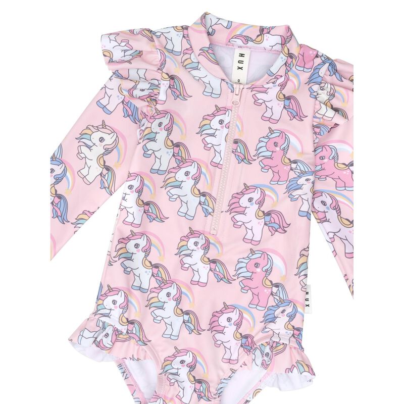 Huxbaby Rainbow Unicorn Zip Swimsuit image number 2