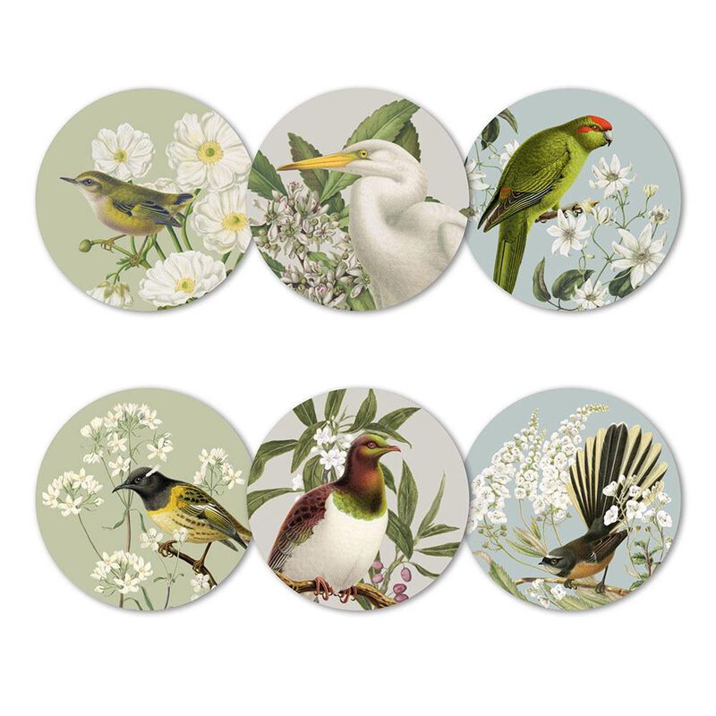 Birds & Botanicals Of NZ Set Of 6 Coasters image number 0