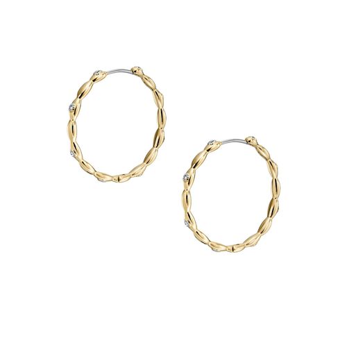 Fossil Sutton Evil Eye Gold-Tone Stainless Steel Hoop Earrings