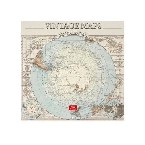 Legami Vintage Maps 2026 Wall Calendar 30x29cm