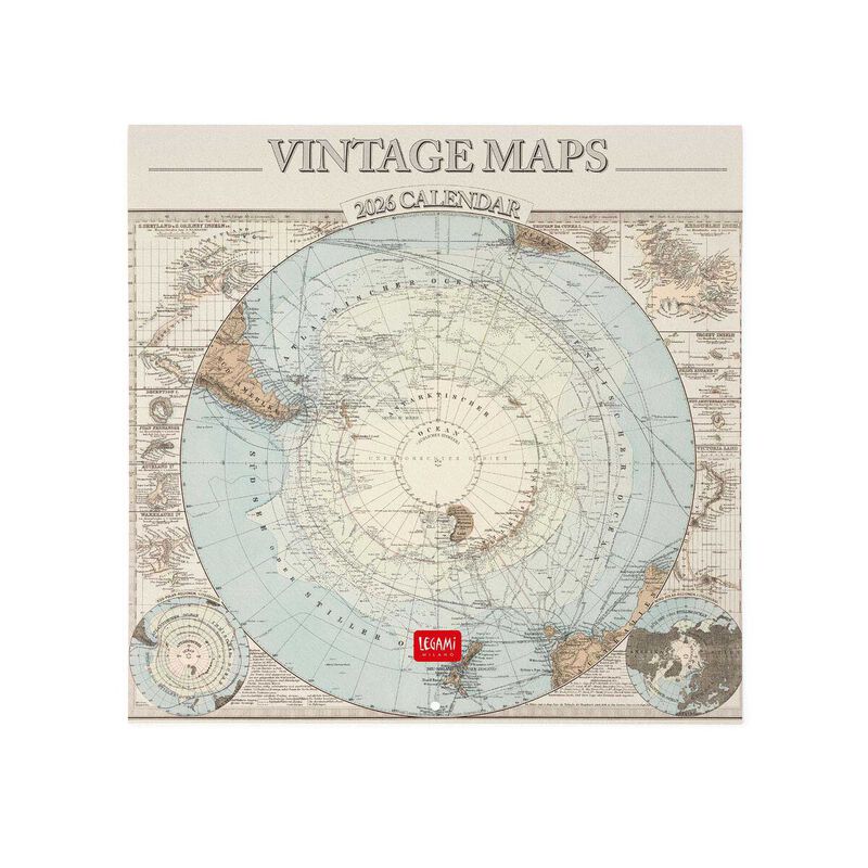 Legami Vintage Maps 2026 Wall Calendar 30x29cm image number 0