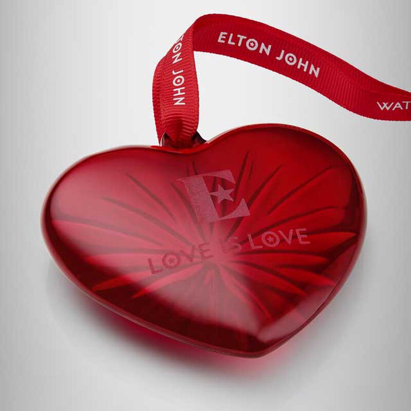 Waterford Elton John Aids Foundation Red Heart Ornament image number 2
