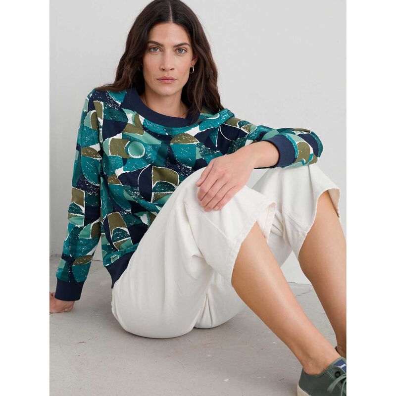 Seasalt Cornwall Bright Wave Sweatshirt Penwith Abstract Emulsion image number 2