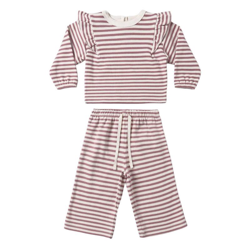 Quincy Mae Ruffle Cozy Set Stripe 12-24M image number 0