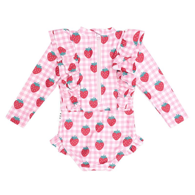 Huxbaby Strawberry Check Frill Swimsuit 3-5Y image number 3