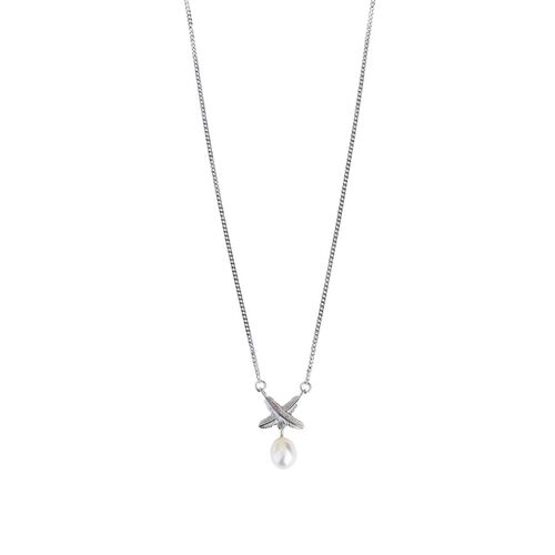 Boh Runga Feather Kiss Pearl Pendant Silver Chain 45cm