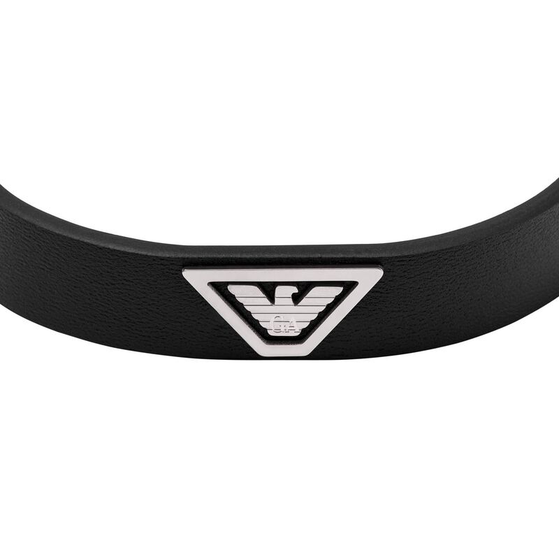 Emporio Armani Black Leather Strap Bracelet image number 1