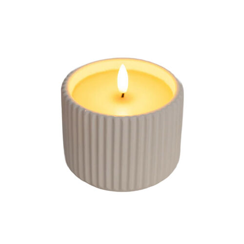 Stellar Haus White Cement Blend AAA LED Candle 9cm