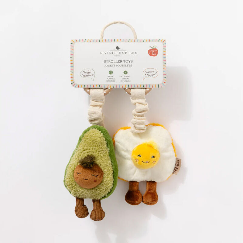 Living Textiles Plush Stroller Toy 2 Pack - Avocado & Egg On Toast image number 2