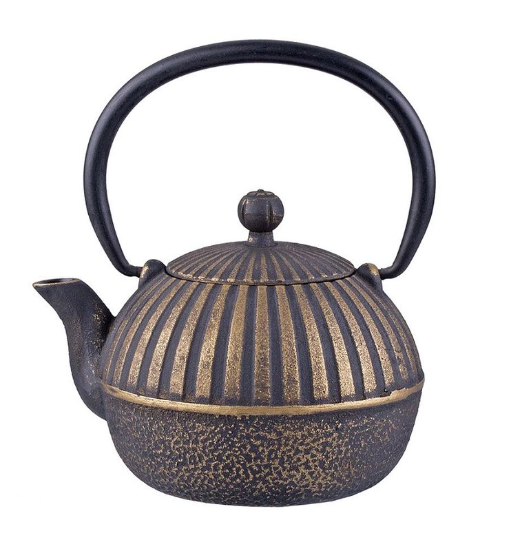 D.Line Imperial Stripe Cast Iron Teapot Black/Gold 500ml image number 0