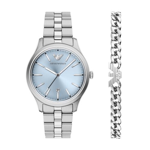 Emporio Armani Three-Hand Date Stainless Steel Watch Set