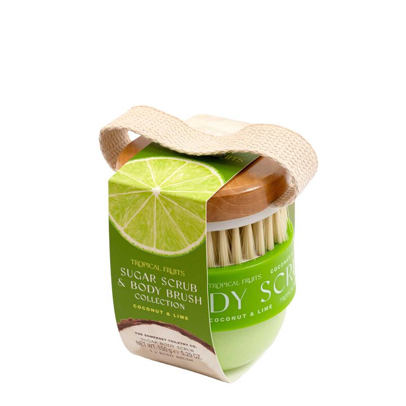 Tropical Fruits Coconut & Lime Body Scrub & Brush Set 150G image number 0