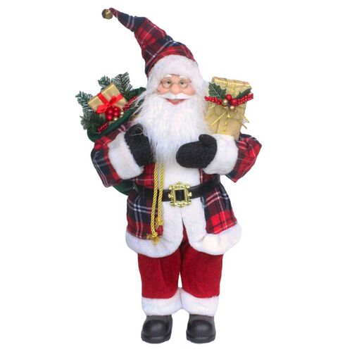 Santa Red Tartan Jacket With Gift Bag 24 Inch