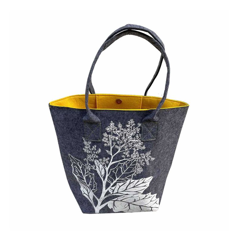 Jo Luping White Rangiora Grey & Yellow Ecofelt Shoulder Tote Bag image number 0
