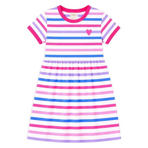 Milky Pretty Stripe Rib Dress 2-7Y