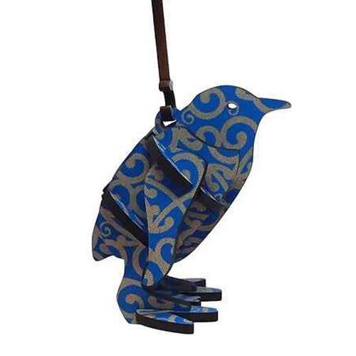 Abstract Designs Blue Koru Little Penguin Xmas Decoration
