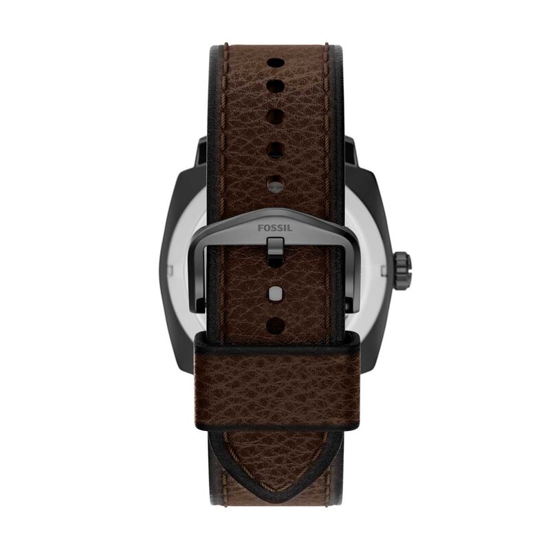 Fossil Machine 41mm Three-Hand Date Brown Leather Watch image number 1