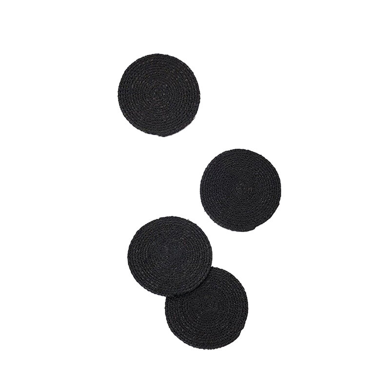 Citt&agrave; Woven Coaster Black Set Of 4 10cmdia image number 0