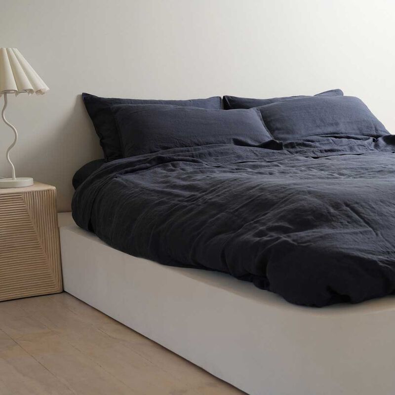 Home Lab 100% French Flax Linen Duvet Cover Set image number 8
