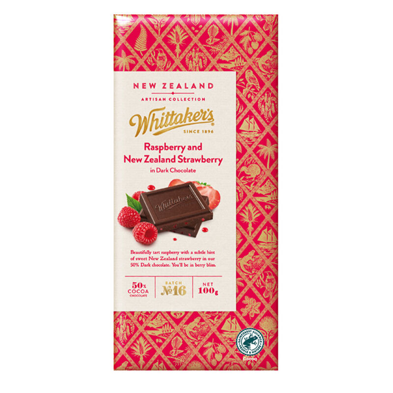 Whittaker's Raspberry & NZ Strawberry in 50% Dark Chocolate 100g image number 0