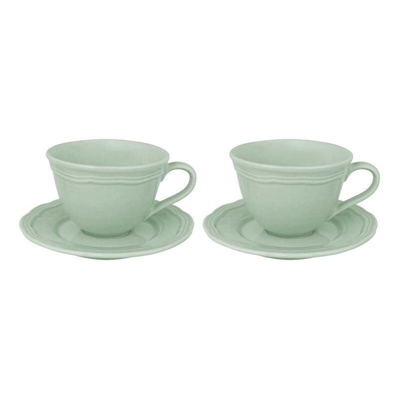 Casa Domani Florence Scallop Demi Cup & Saucer 80ml Set Of 2 Sage Gift Box image number 0