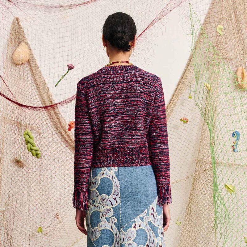 AL&Eacute;MAIS Nieve Sequin Cardigan Red image number 1