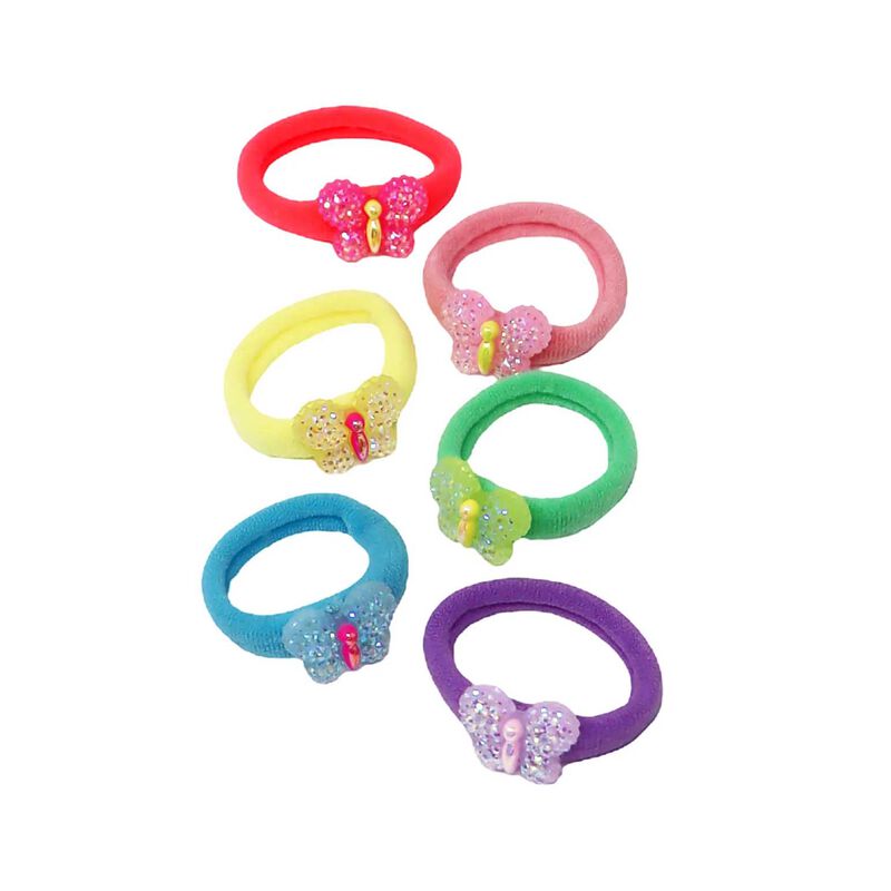Pink Poppy Sparkle Butterfly Hair Elastics image number 0