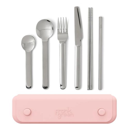 frank green 6 Piece Cutlery Set in Silicone Pouch Blushed