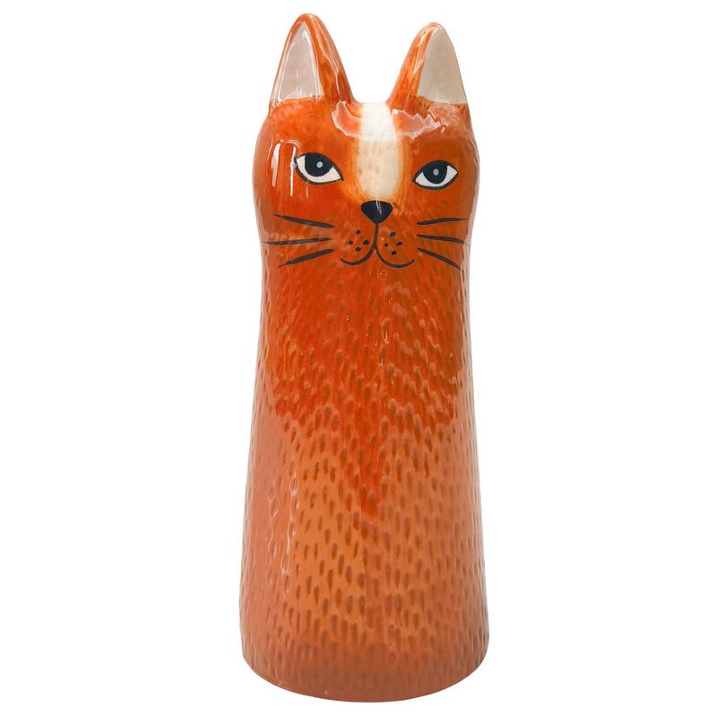 Urban Products Bailey Cat Vase Orange 15cm image number 0
