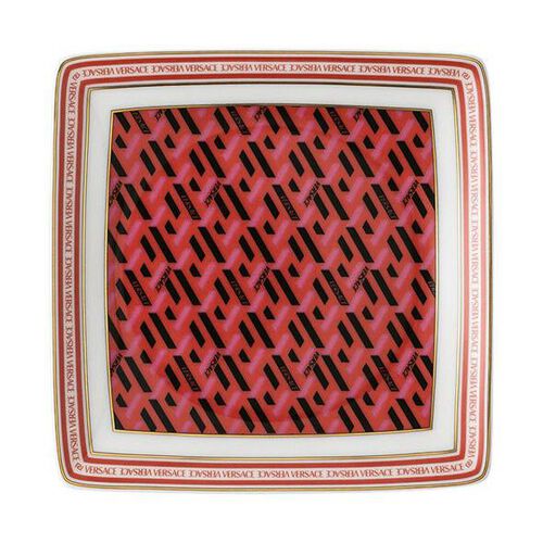Versace La Greca Square Dish 12cm - Red