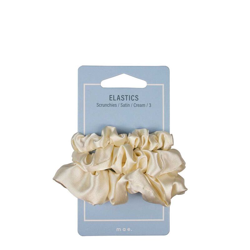 Mae Elastics Scrunchies Satin Cream image number 0