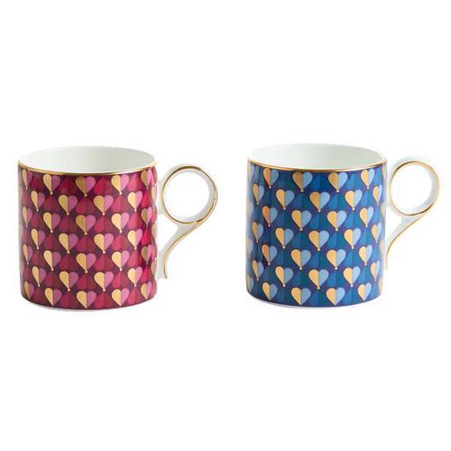 Wedgwood Love Mug 330ml Megenta & Aegean Set of 2