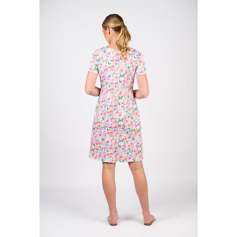 Vassalli Printed Lightweight Fitted Dress With Short Sleeve image number 1
