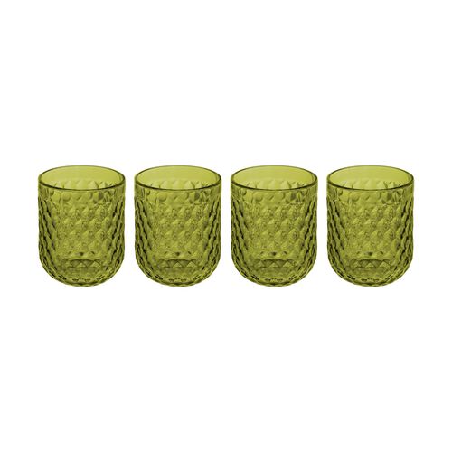 Casa Domani Caterina Double Old Fashion Glass 4Pc Green Gift Boxed
