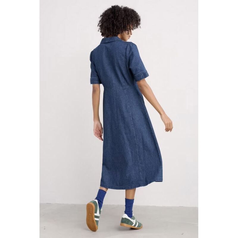 Seasalt Cornwall Fen Violet Denim Dress Mid Wash image number 1
