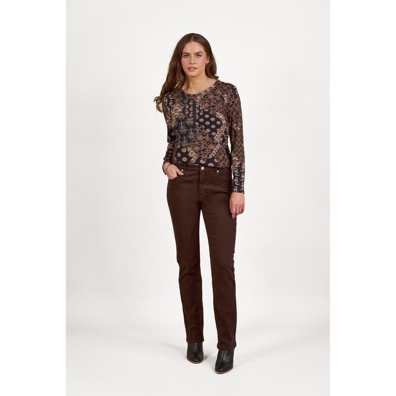 Vassalli Long Sleeve Round Neck Printed Knit Top image number 5
